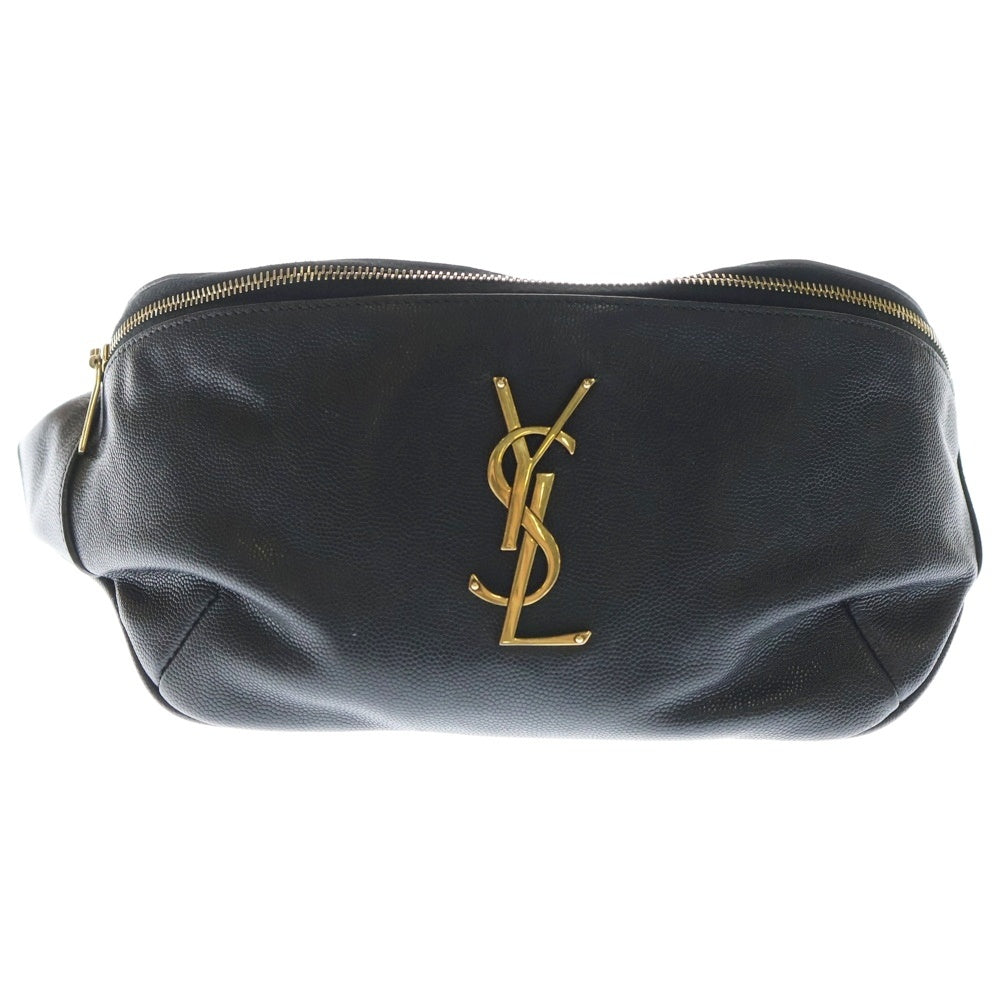 SAINT LAURENT PARIS(サンローランパリ) Y.S.L ベルトバッグ ショルダーバッグ ボディバッグ クラシックモノグラム ブラック グレインドプードル エンボスレザー 589959 ゴールド金具 レディース