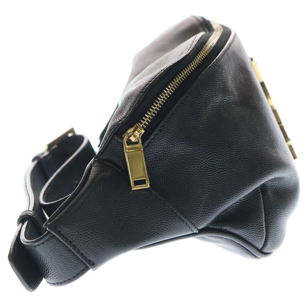 SAINT LAURENT PARIS(サンローランパリ) Y.S.L ベルトバッグ ショルダーバッグ ボディバッグ クラシックモノグラム ブラック グレインドプードル エンボスレザー 589959 ゴールド金具 レディース
