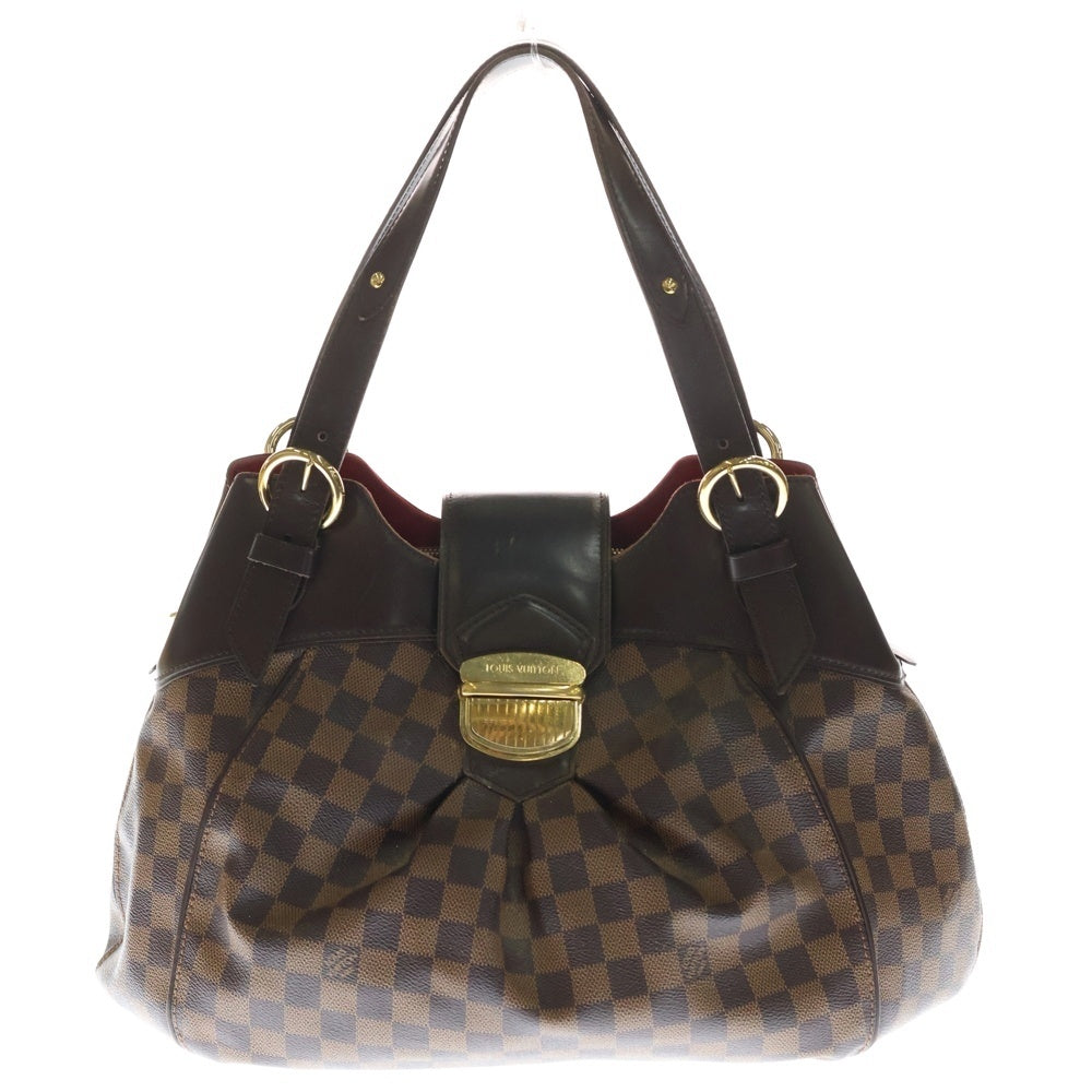 LOUIS VUITTON(ルイヴィトン) ダミエ システィナGM ハンドバッグ ブラウン×レッド レザー×PVC N41540 ゴールド金具 レディース