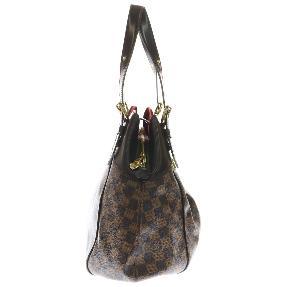 LOUIS VUITTON(ルイヴィトン) ダミエ システィナGM ハンドバッグ ブラウン×レッド レザー×PVC N41540 ゴールド金具 レディース