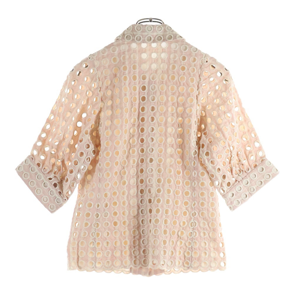 Chloe(クロエ) 刺繍 カットアウト ストライプ総柄 ビスコース リネン