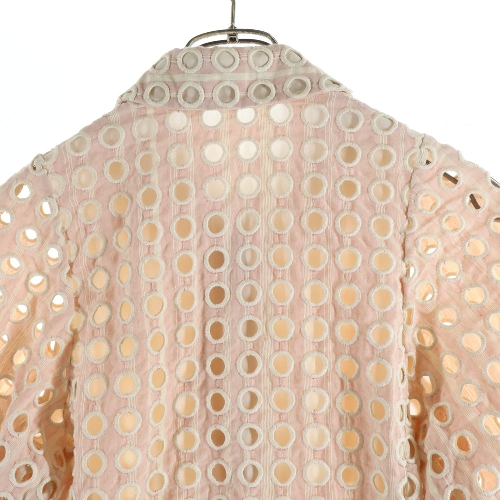 Chloe(クロエ) 刺繍 カットアウト ストライプ総柄 ビスコース リネン