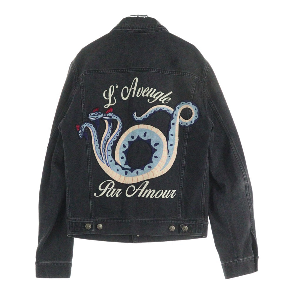 GUCCI(グッチ) 17SS ドラゴンバック刺繍 デニム トラッカージャケット ブラック 452549