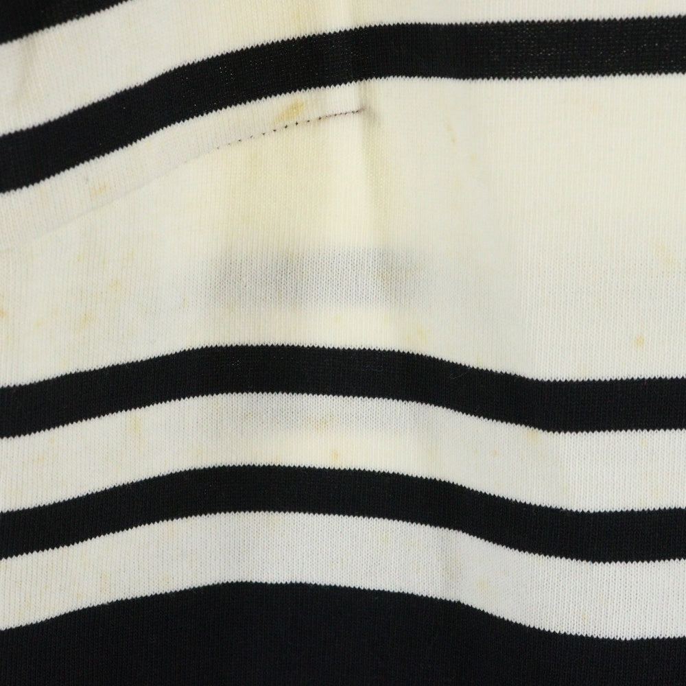 BURBERRY BLUE LABEL(バーバリーブルーレーベル) ワンポイントロゴ刺繍 ボーダー総柄 半袖 ミディアムワンピース ホワイト/ブラック レディース