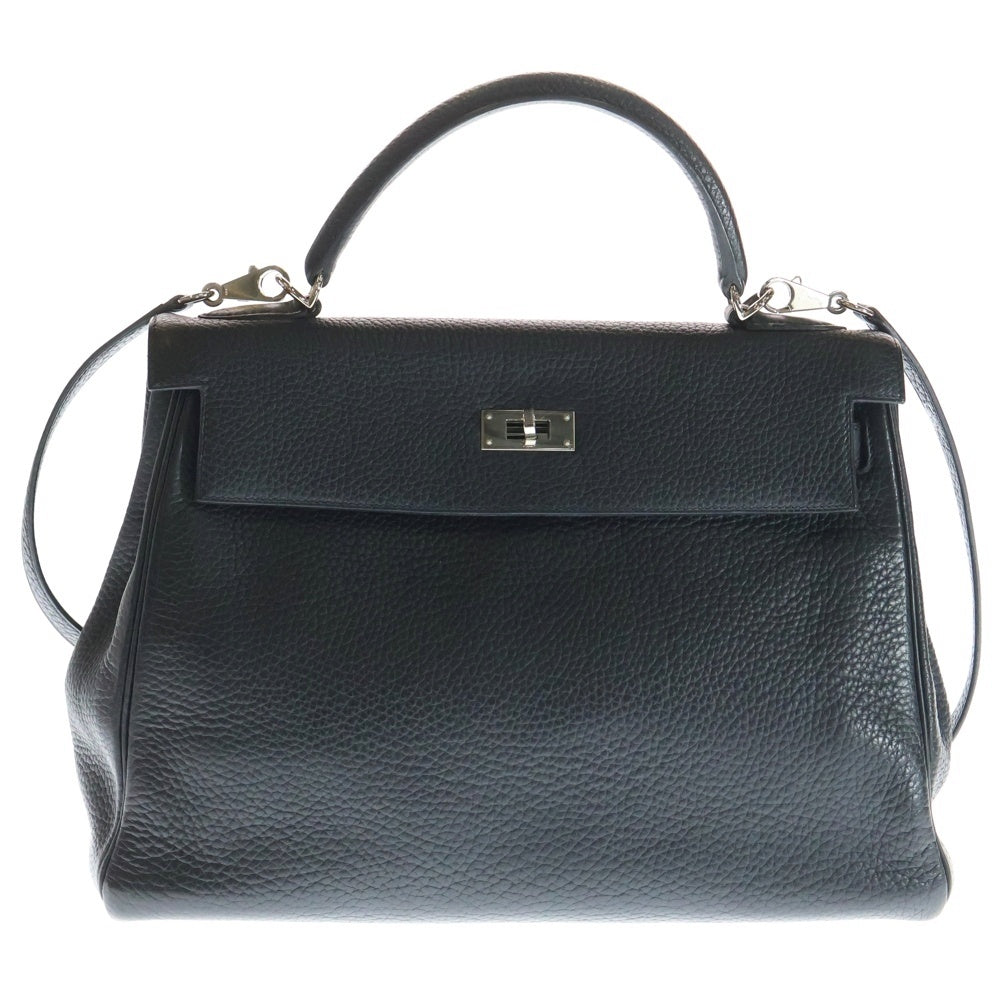 HERMES(エルメス) ケリー32 ブラック トリヨンクレマンス ハンドバッグ 2wayショルダーバッグ □I刻印 シルバー金具 レディース