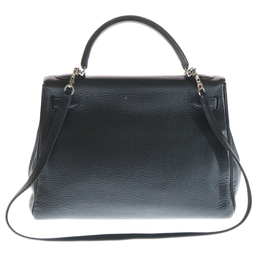 HERMES(エルメス) ケリー32 ブラック トリヨンクレマンス ハンドバッグ 2wayショルダーバッグ □I刻印 シルバー金具 レディース