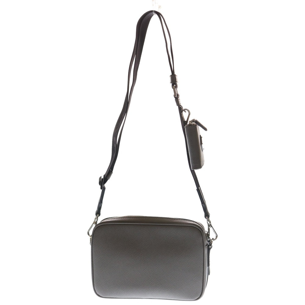 PRADA(プラダ) サフィアーノレザー トライアングルロゴプレート ショルダーバッグ グレー 2VH170 三角ロゴ レディース