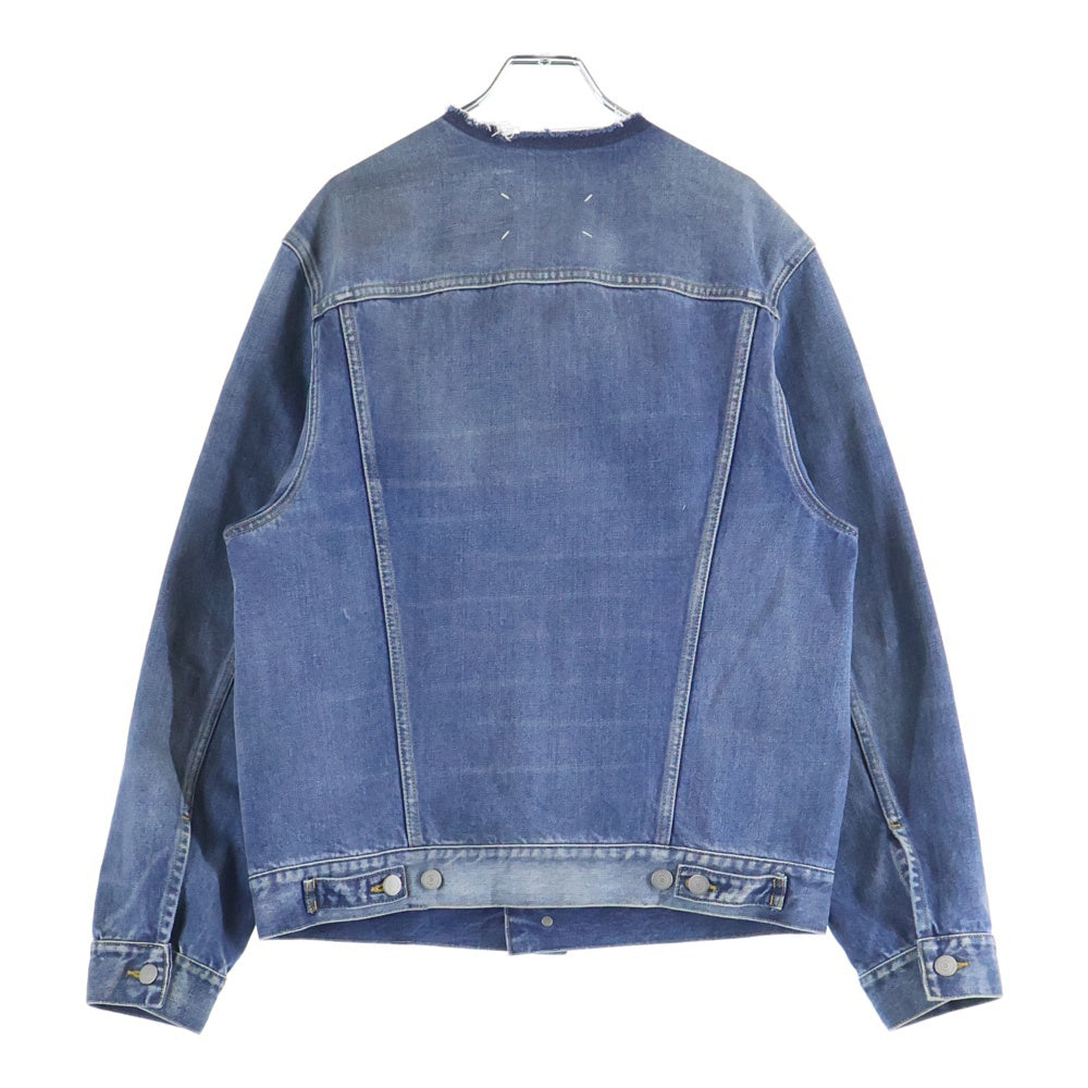 Maison Martin Margiela(メゾンマルタンマルジェラ) カラーレス ノーカラー ウォッシュ加工 4ステッチ カットオフ デニム トラッカージャケット インディゴ SI1AM0006 S30561 レディース