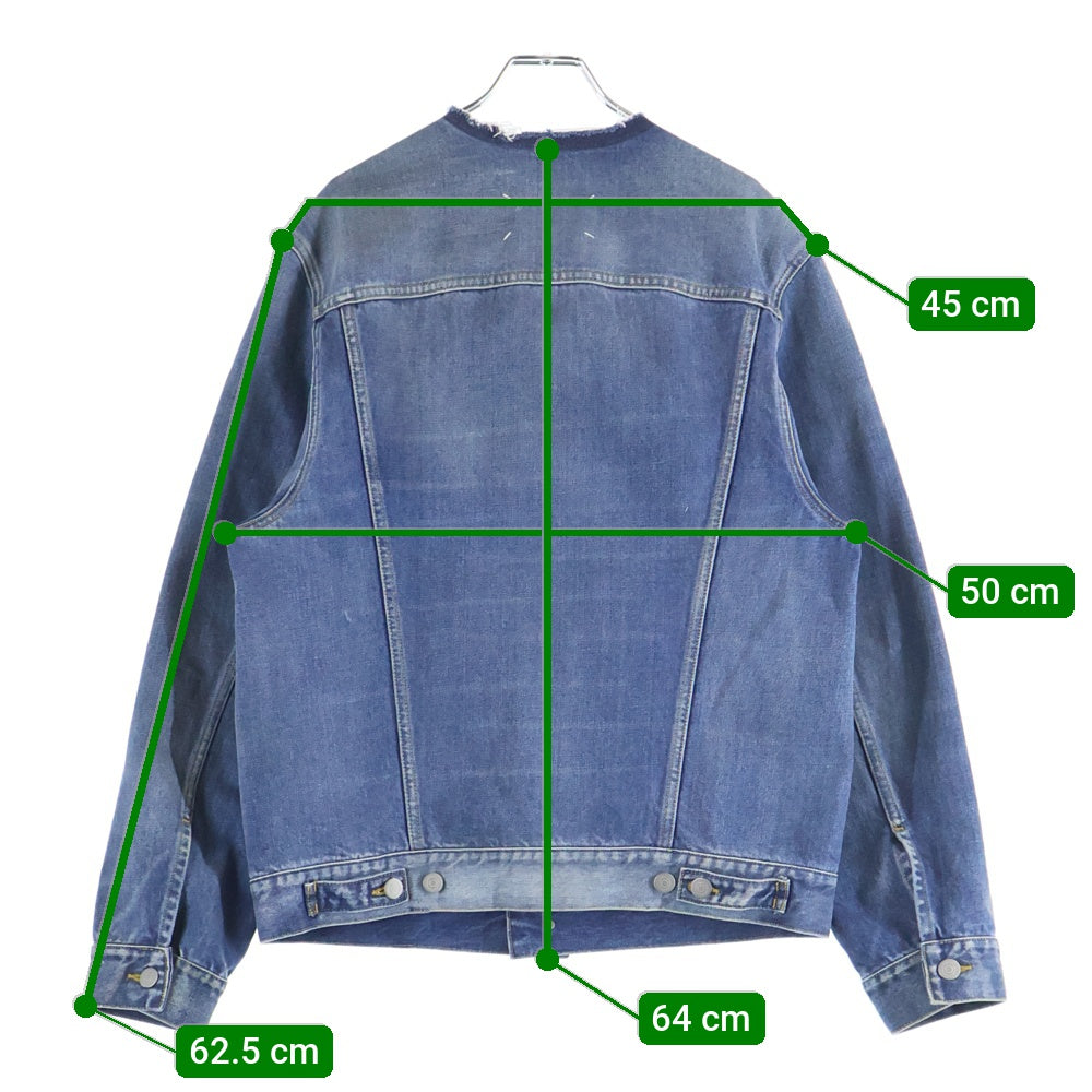 Maison Martin Margiela(メゾンマルタンマルジェラ) カラーレス ノーカラー ウォッシュ加工 4ステッチ カットオフ デニム トラッカージャケット インディゴ SI1AM0006 S30561 レディース