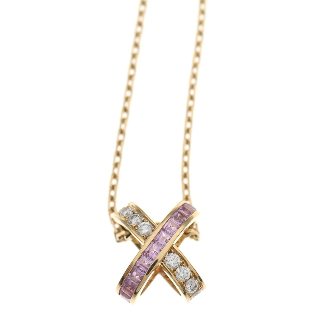 CHAUMET(ショーメ) ジュ ドゥ リアン ダイヤモンド ピンクサファイア ネックレス K18YG イエローゴールド 085456 レディース