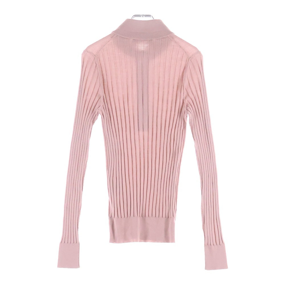 DOLCE & GABBANA(ドルチェアンドガッバーナ) ウール リブニット ロングスリーブ ポロシャツ ピンク G4530K