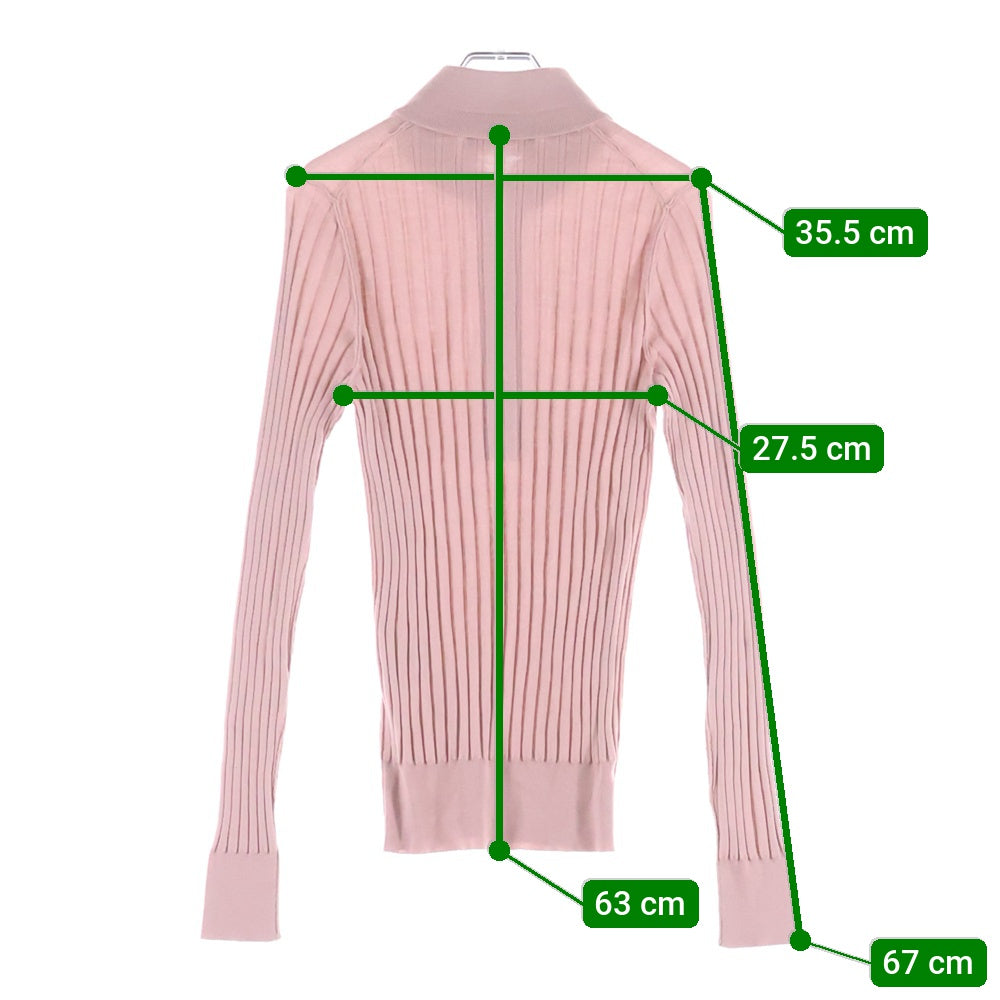 DOLCE & GABBANA(ドルチェアンドガッバーナ) ウール リブニット ロングスリーブ ポロシャツ ピンク G4530K