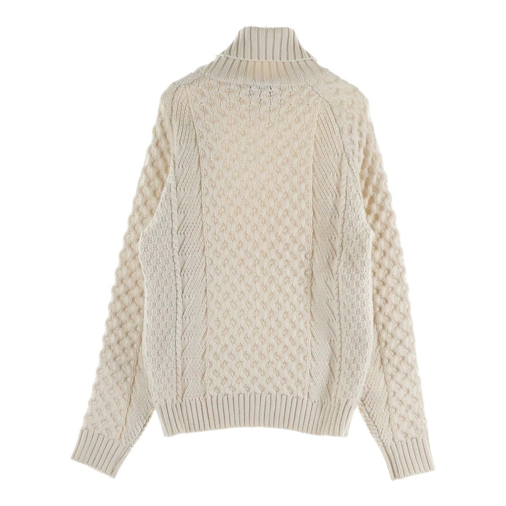 TOMORROWLAND(トゥモローランド) ウール タートルネック プルオーバー 長袖 ケーブルニット セーター アイボリー 63-02-54-02047