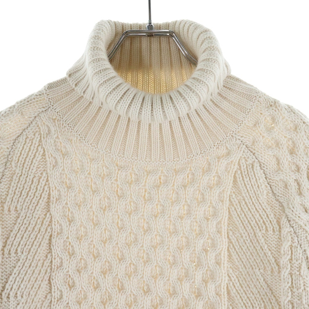TOMORROWLAND(トゥモローランド) ウール タートルネック プルオーバー 長袖 ケーブルニット セーター アイボリー 63-02-54-02047