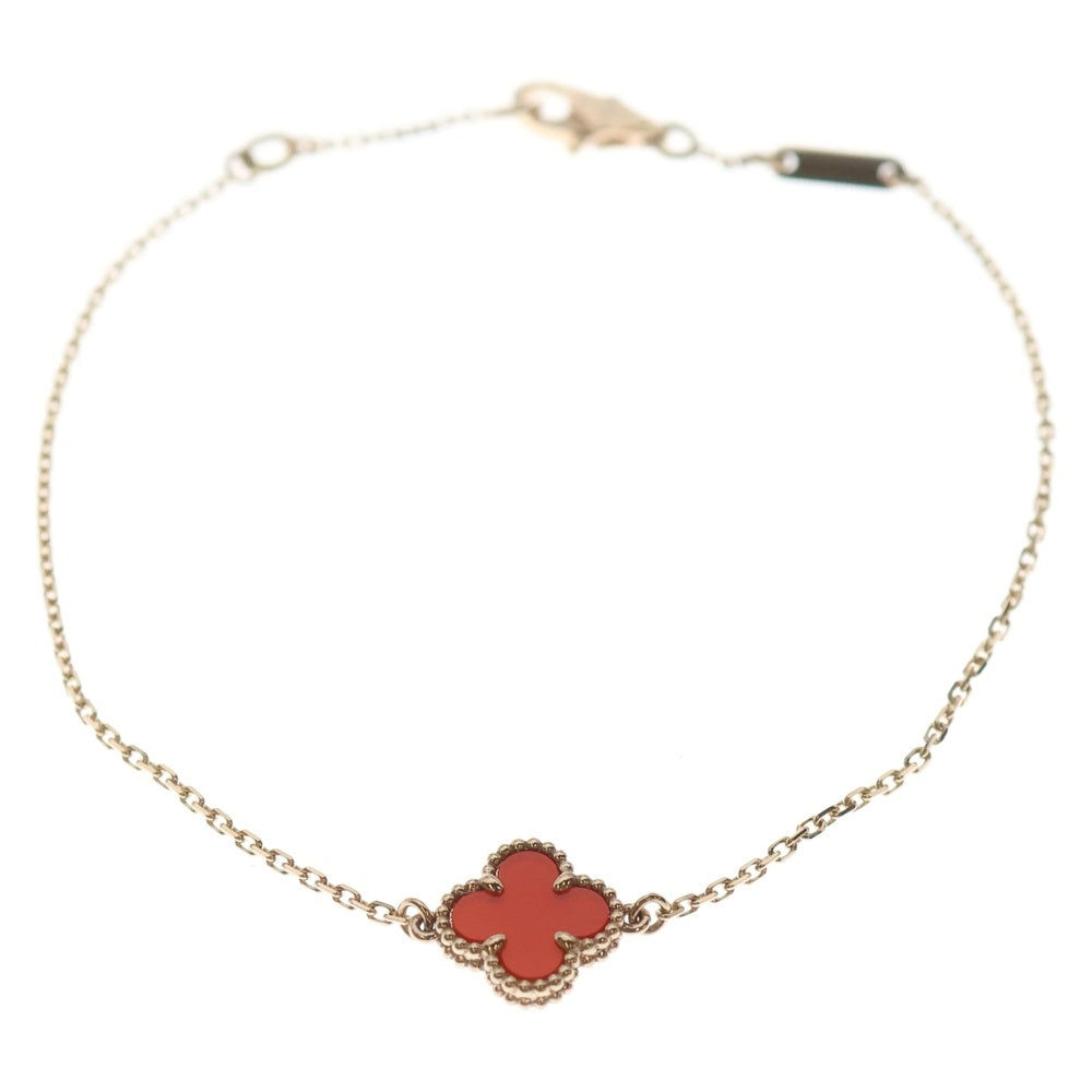Van Cleef & Arpels(ヴァンクリーフアンドアーペル) スウィート アルハンブラ カーネリアン チェーンブレスレット K18PG ピンクゴールド/レッド VCARN59K00 レディース