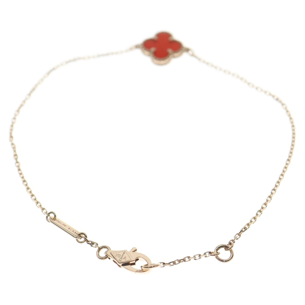 Van Cleef & Arpels(ヴァンクリーフアンドアーペル) スウィート アルハンブラ カーネリアン チェーンブレスレット K18PG ピンクゴールド/レッド VCARN59K00 レディース
