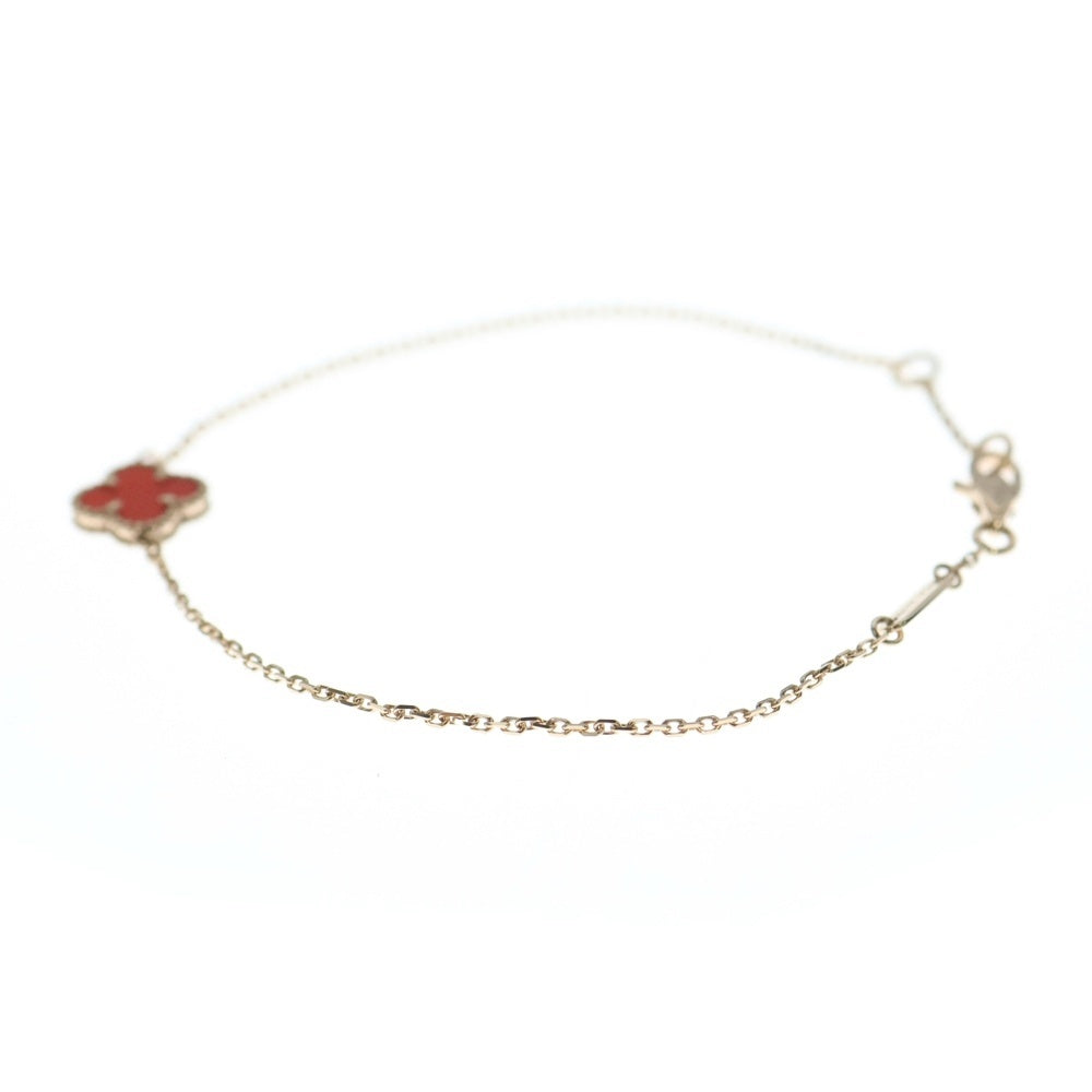 Van Cleef & Arpels(ヴァンクリーフアンドアーペル) スウィート アルハンブラ カーネリアン チェーンブレスレット K18PG ピンクゴールド/レッド VCARN59K00 レディース