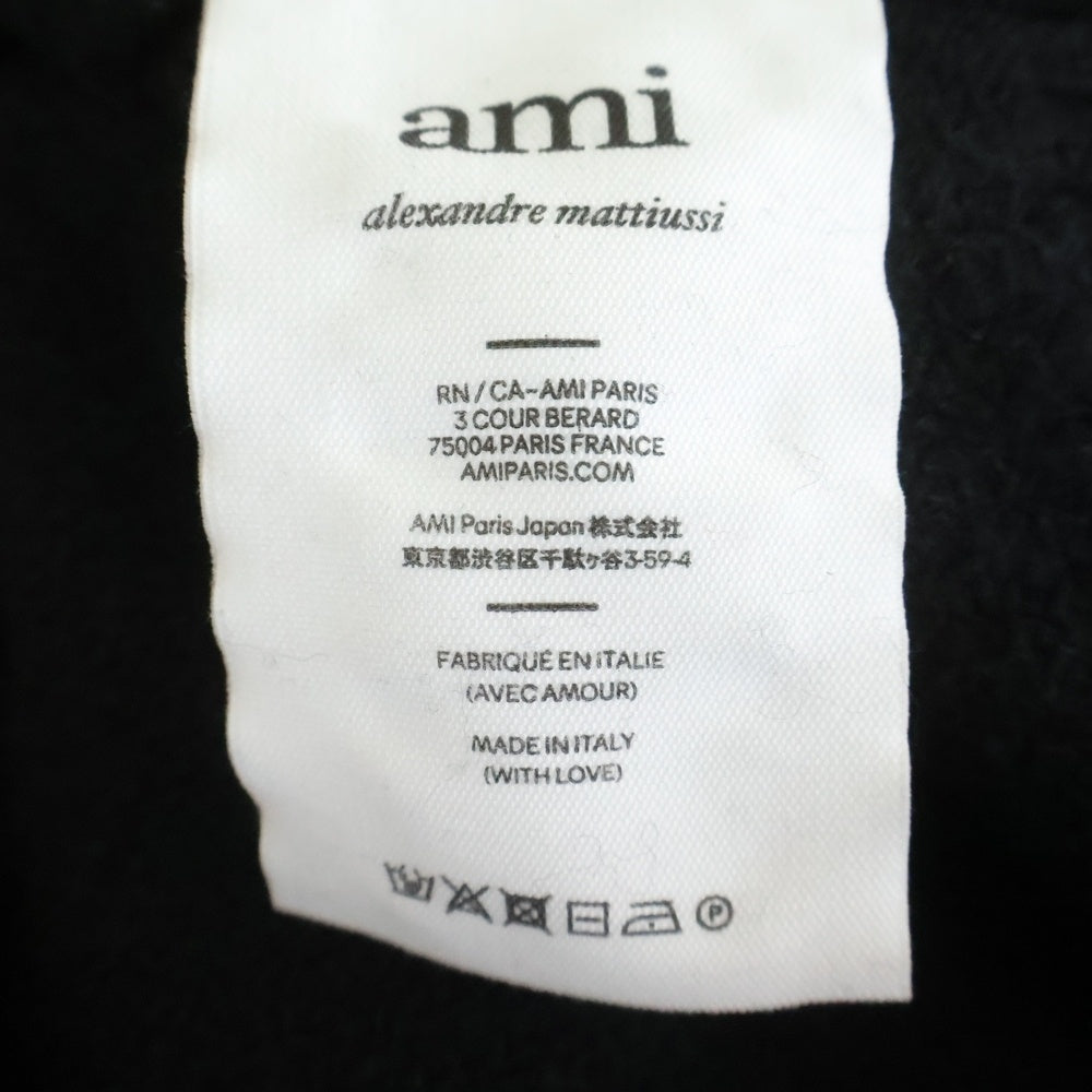 AMI Alexandre Mattiussi(アミアレクサンドルマテュッシ) ハートロゴ ウール タートルネック プルオーバー 長袖ニット セーター ブラック BFUKS402