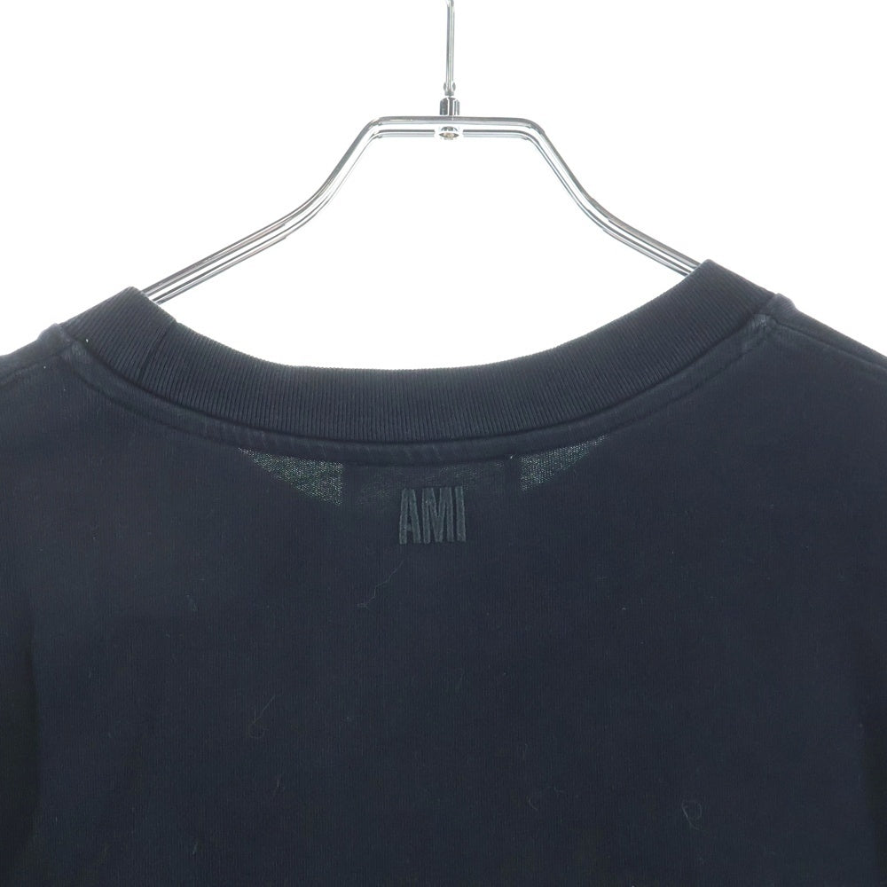 AMI Alexandre Mattiussi(アミアレクサンドルマテュッシ) ハートロゴ刺繍 半袖Tシャツ カットソー ブラック UTS004