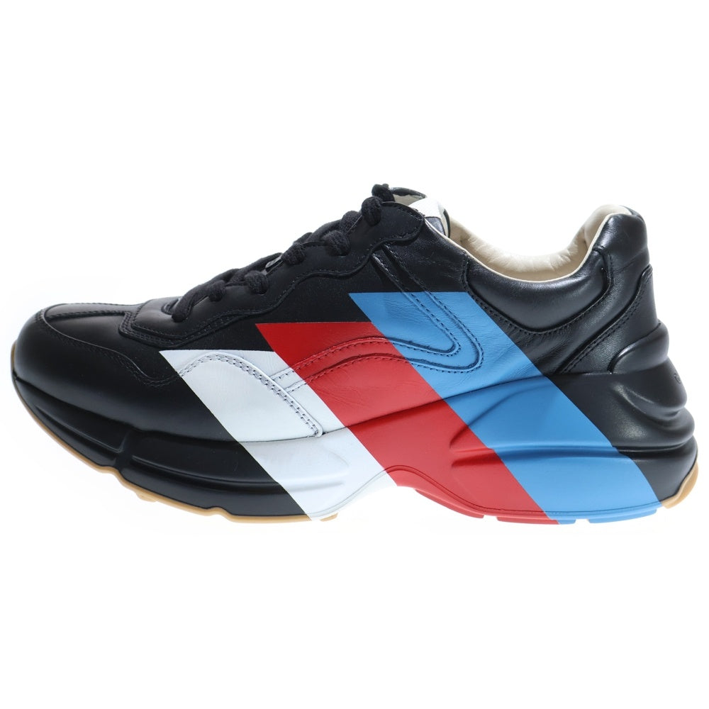 GUCCI(グッチ) ライトン ウェブプリントライン ローカットスニーカー 厚底 ブラック 5 1/2 523535 レディース