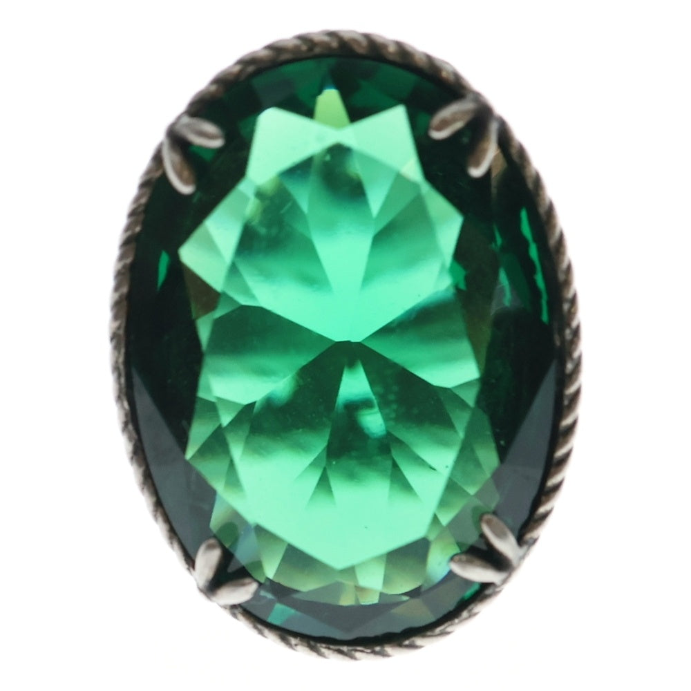 GUCCI(グッチ) インターロッキングG フラワー グリーンストーン リング SV925 #11 シルバー アクセサリー レディース