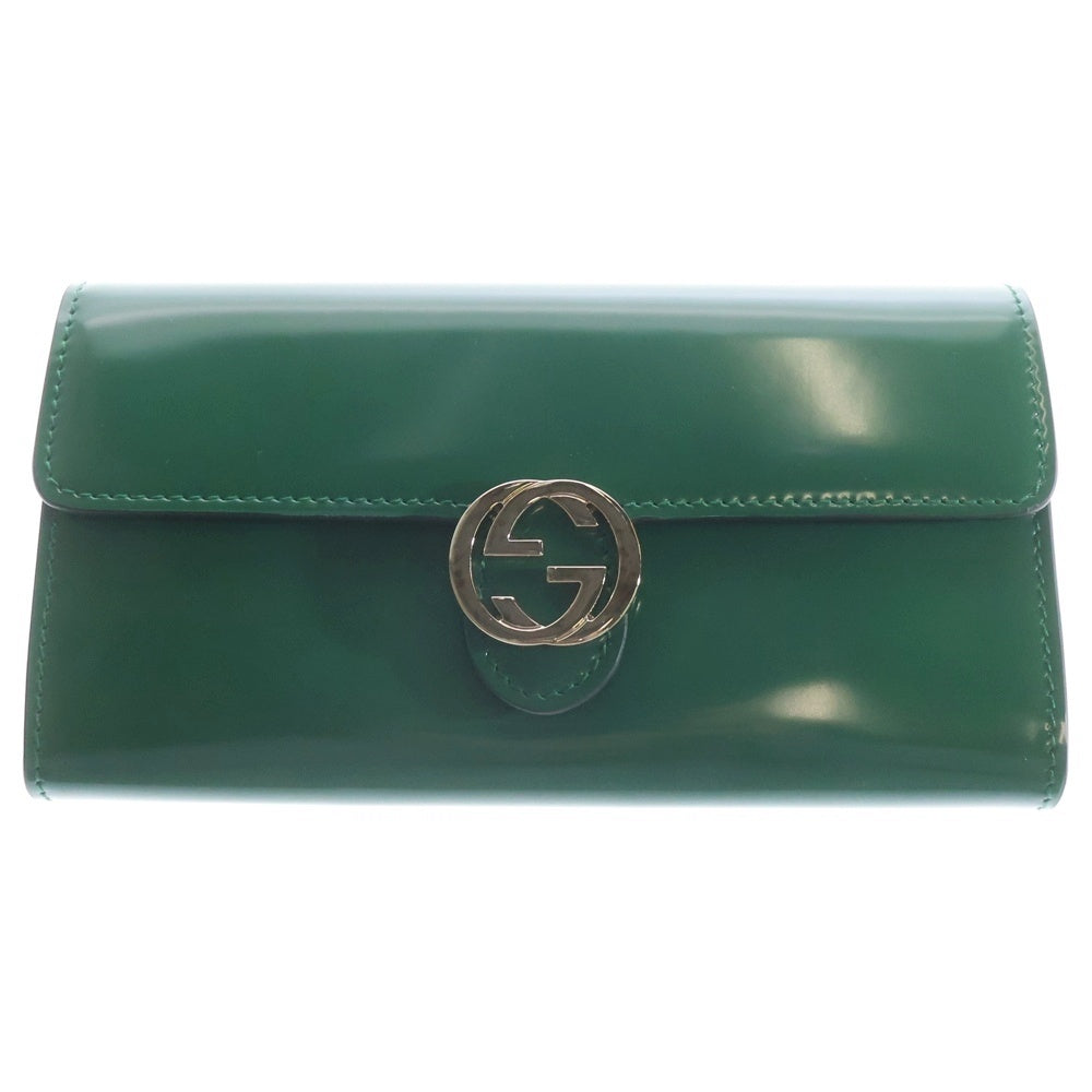 GUCCI(グッチ) インターロッキングG 長財布 グリーン パテント 369663 レディース