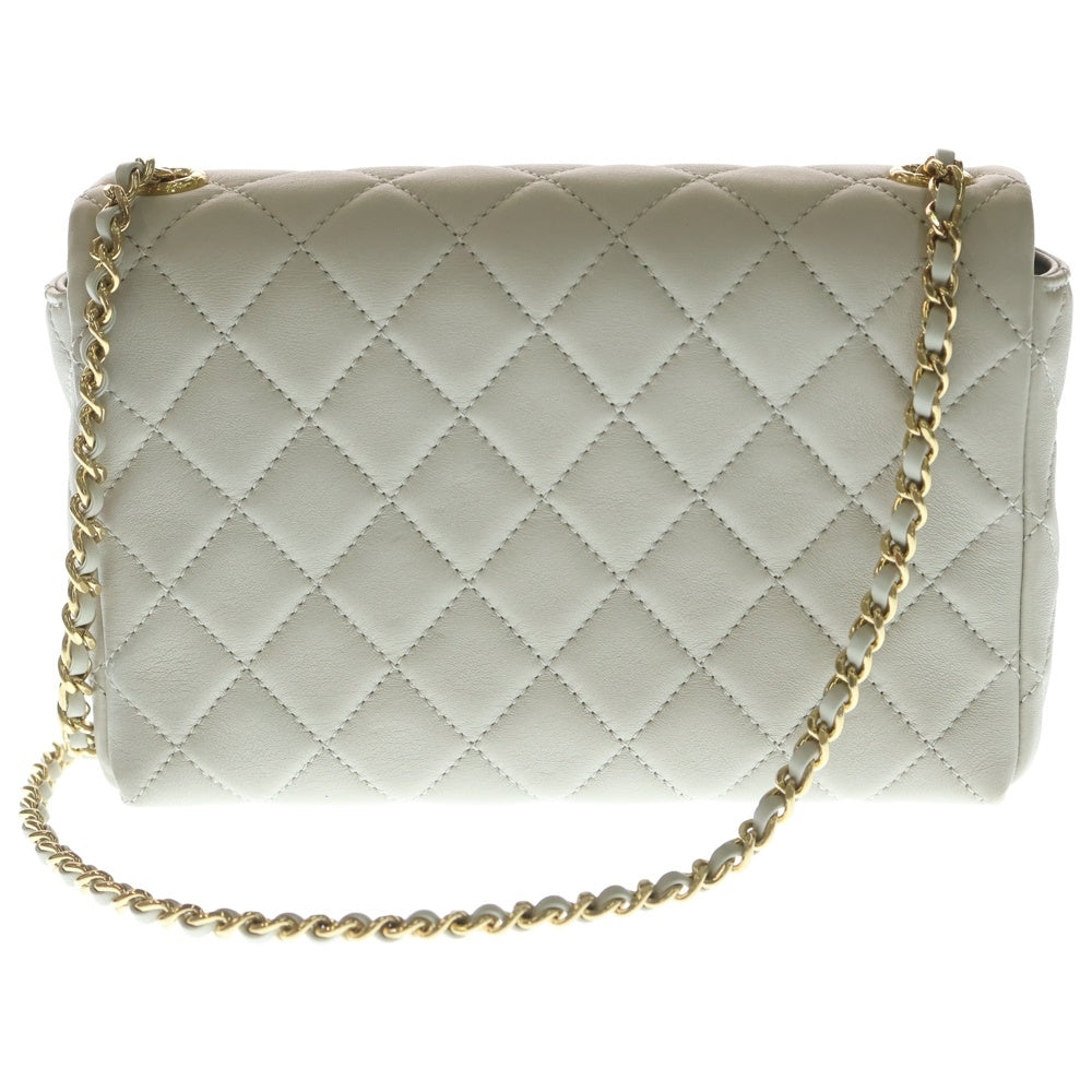 CHANEL(シャネル) マトラッセ シングルフラップ シングルチェーン ショルダーバッグ グレー ラムスキン ゴールド金具 レディース