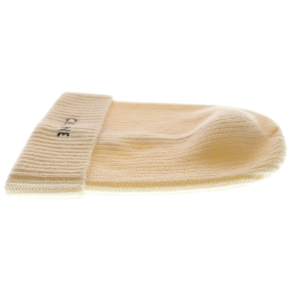 CELINE(セリーヌ) カシミヤ ロゴ刺繍ニット帽 アイボリー 2AG832070 レディース