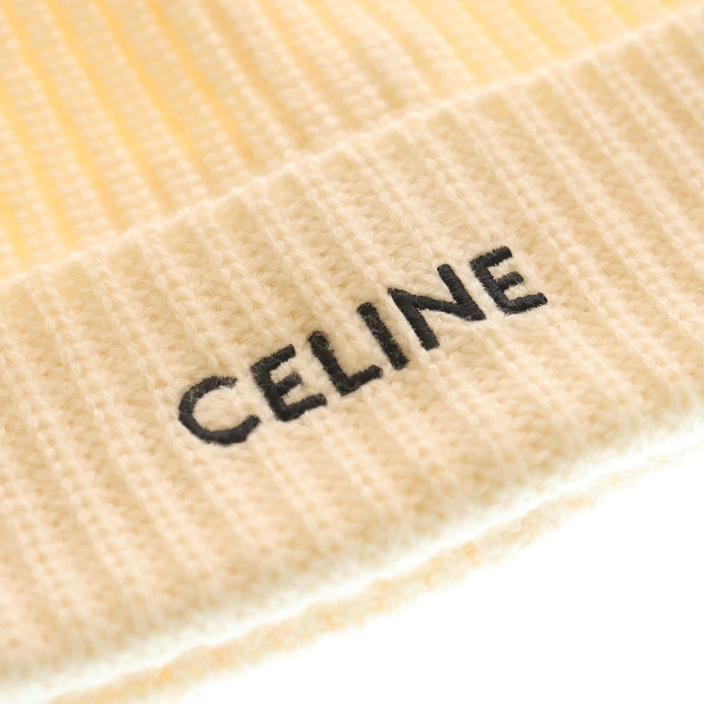 CELINE(セリーヌ) カシミヤ ロゴ刺繍ニット帽 アイボリー 2AG832070 レディース