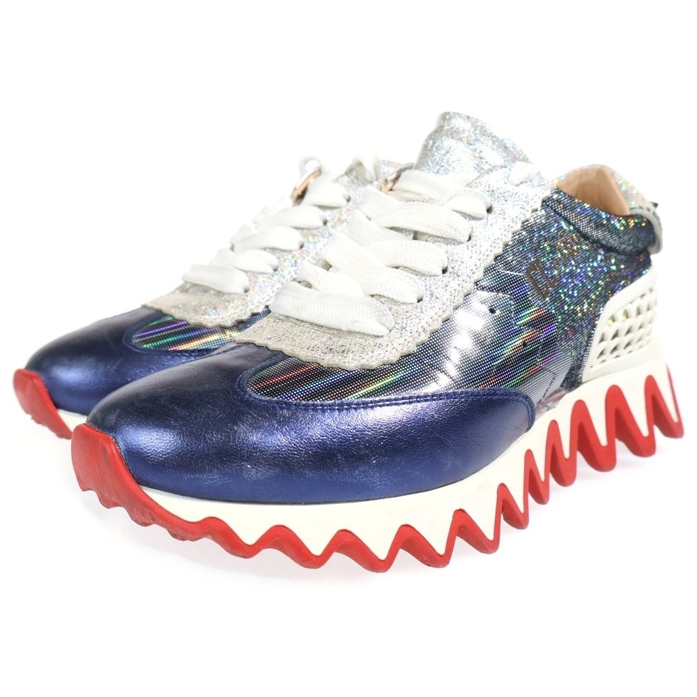 CHRISTIAN LOUBOUTIN(クリスチャンルブタン) ルビシャーク グリッター ローカットスニーカー シルバー/ブルー レディース