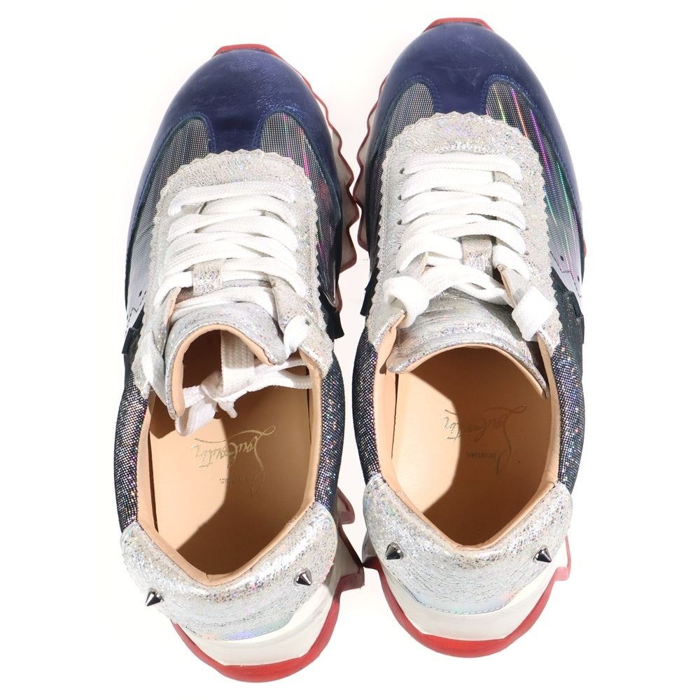 CHRISTIAN LOUBOUTIN(クリスチャンルブタン) ルビシャーク グリッター ローカットスニーカー シルバー/ブルー レディース