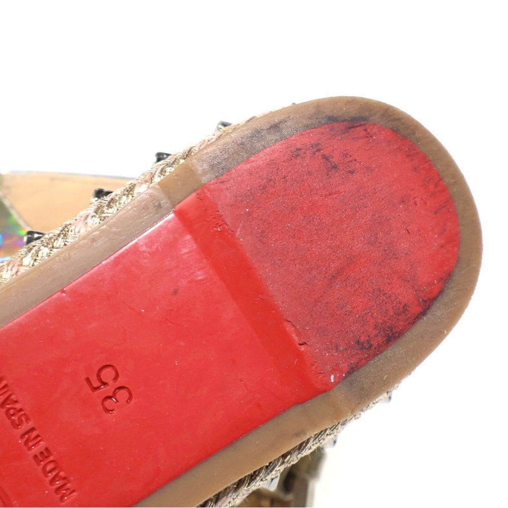 CHRISTIAN LOUBOUTIN(クリスチャンルブタン) カタクロウ ウエッジソール スタッズサンダル ゴールド レディース