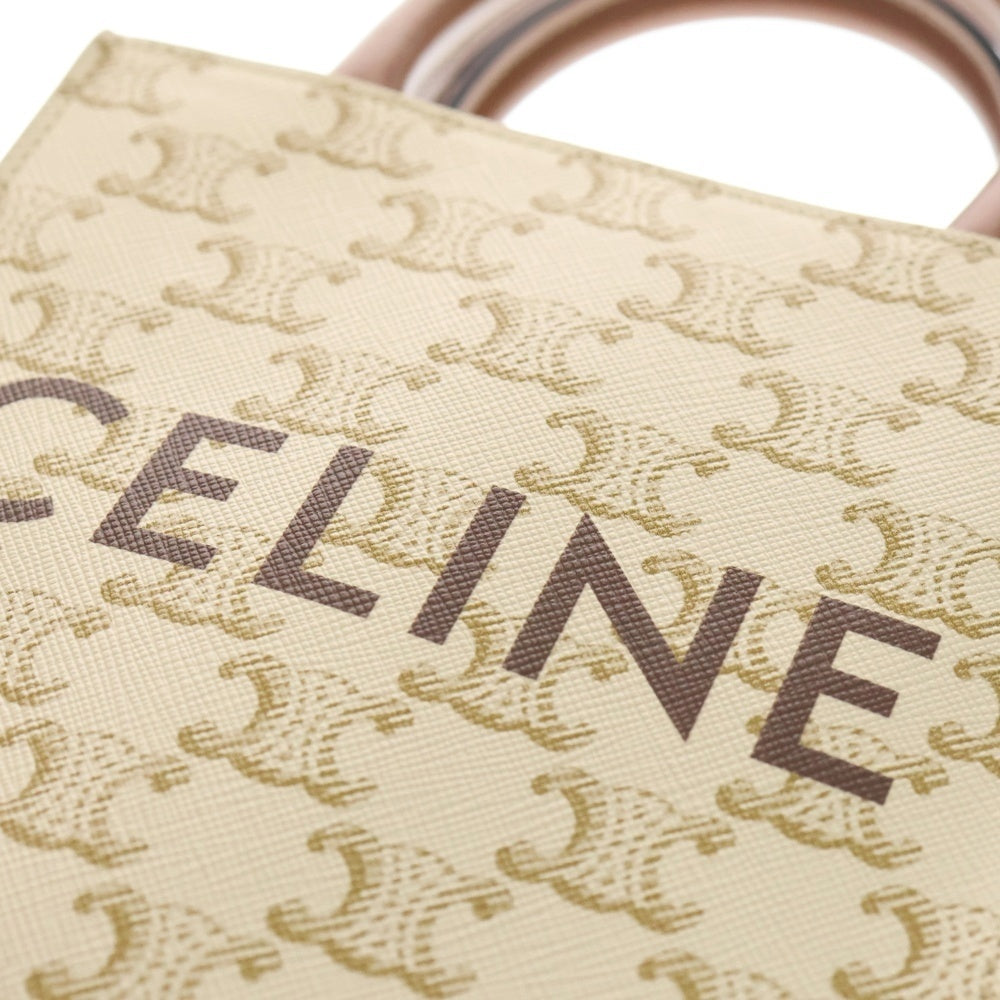 CELINE(セリーヌ) トリオンフ バーティカル カバ ミニ 2WAY ショルダーバッグ ハンドバッグ ミニバッグ ホワイト×ブラウン レザー×PVC ゴールド金具 レディース