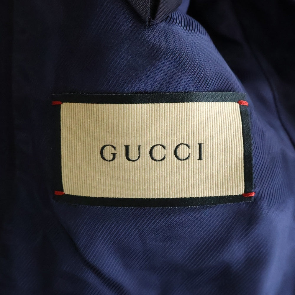 GUCCI(グッチ) GG総柄 テーラードジャケット ネイビー ウール 673187