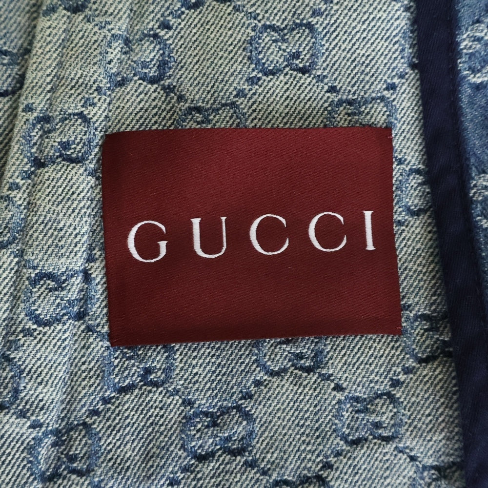 GUCCI(グッチ) GG総柄 半袖デニムシャツ インディゴ コットン 788680 レディース
