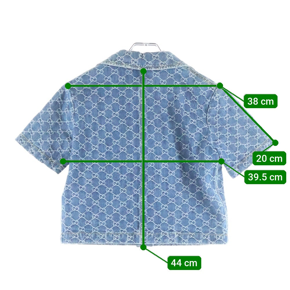 GUCCI(グッチ) GG総柄 半袖デニムシャツ インディゴ コットン 788680 レディース