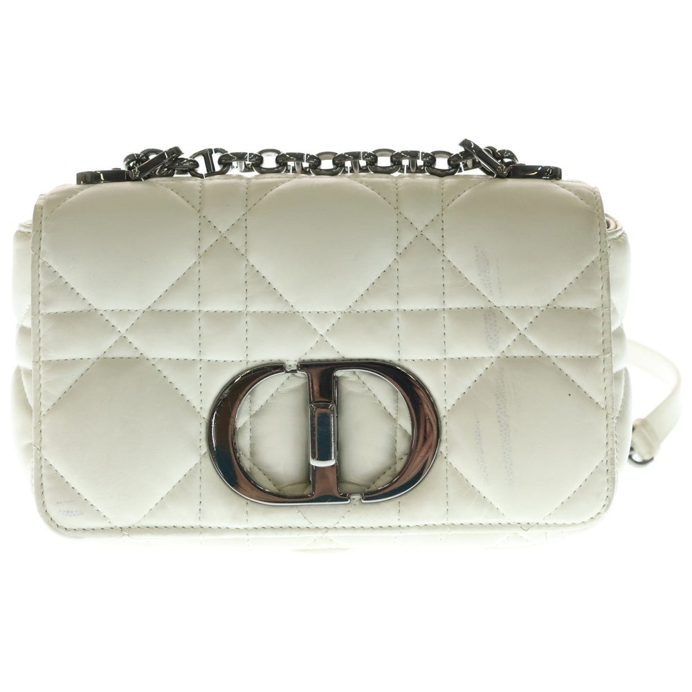 Christian Dior(クリスチャンディオール) カロ スモール チェーンショルダーバッグ ハンドバッグ カナージュ ホワイト レザー M9241BNGK ブラック金具 レディース