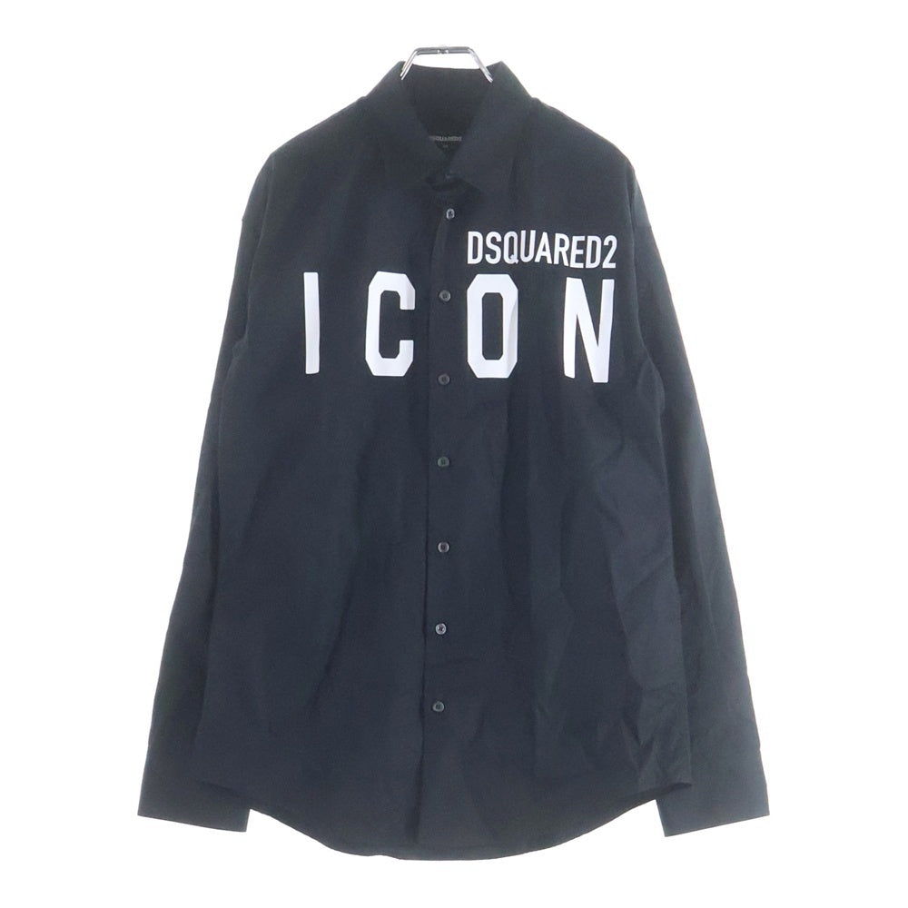 DSQUARED2(ディースクエアード) プリントロゴ ロングスリーブシャツ ブラック S79DL0026