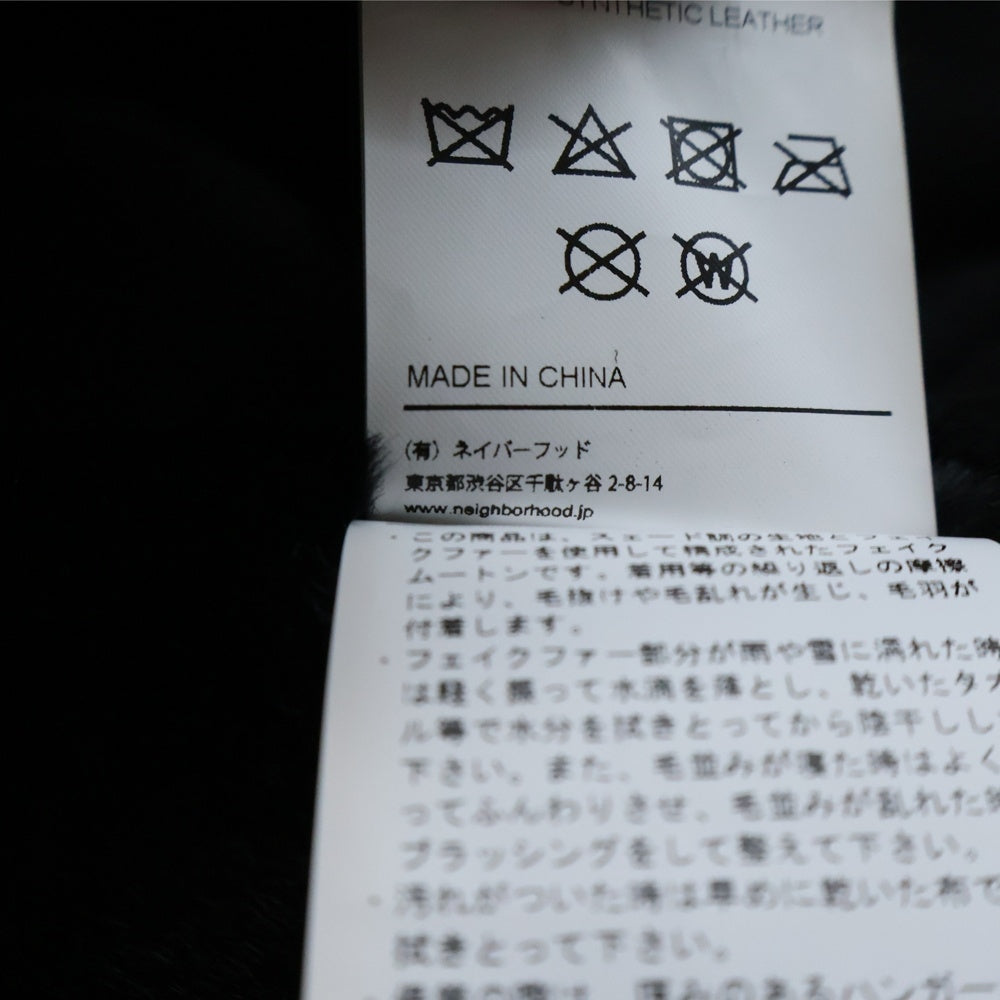 NEIGHBORHOOD(ネイバーフッド) 19AW RIDERS FM E-JKT マルチポケット ベルト付き ロゴデザインジップアップ ムートンライダースジャケット ブラック 192PPNH-JKM06