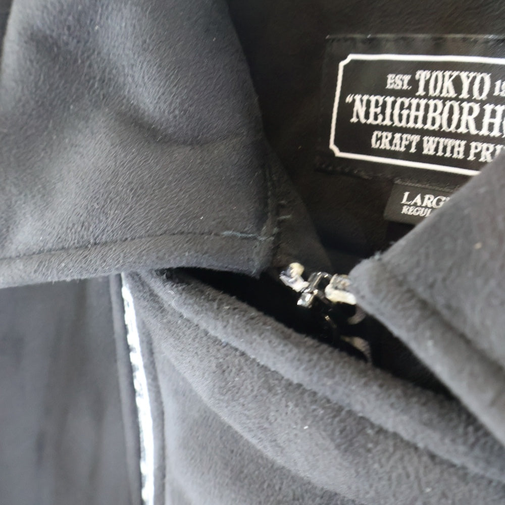 NEIGHBORHOOD(ネイバーフッド) 19AW RIDERS FM E-JKT マルチポケット ベルト付き ロゴデザインジップアップ ムートンライダースジャケット ブラック 192PPNH-JKM06