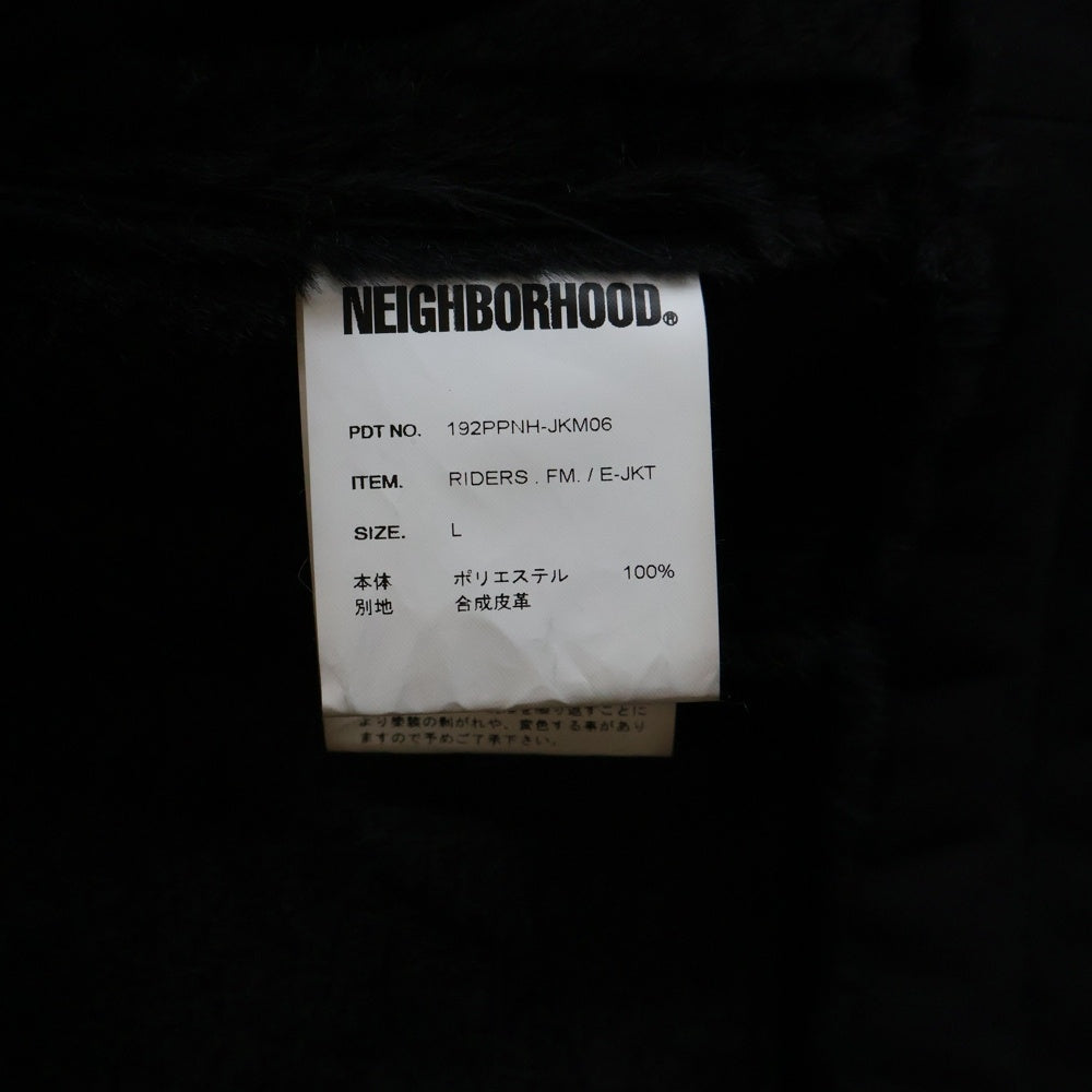 NEIGHBORHOOD(ネイバーフッド) 19AW RIDERS FM E-JKT マルチポケット ベルト付き ロゴデザインジップアップ ムートンライダースジャケット ブラック 192PPNH-JKM06