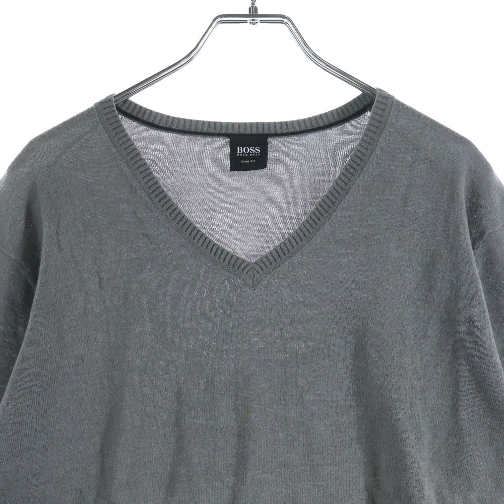 HUGO BOSS(ヒューゴボス) ウールVネックニットセーター グレー