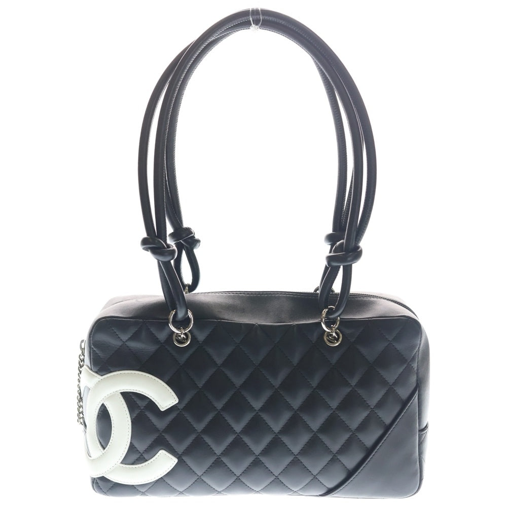 CHANEL(シャネル) カンボンライン ココマーク キルティング ボウリングバッグ ボーリングバッグ ハンドバッグ ブラック レザー A25171 シルバー金具 レディース