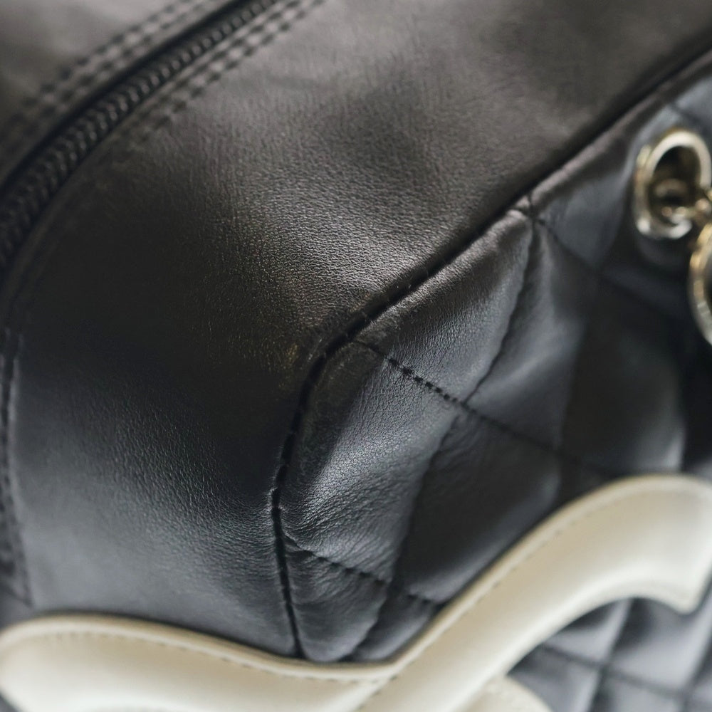 CHANEL(シャネル) カンボンライン ココマーク キルティング ボウリングバッグ ボーリングバッグ ハンドバッグ ブラック レザー A25171 シルバー金具 レディース