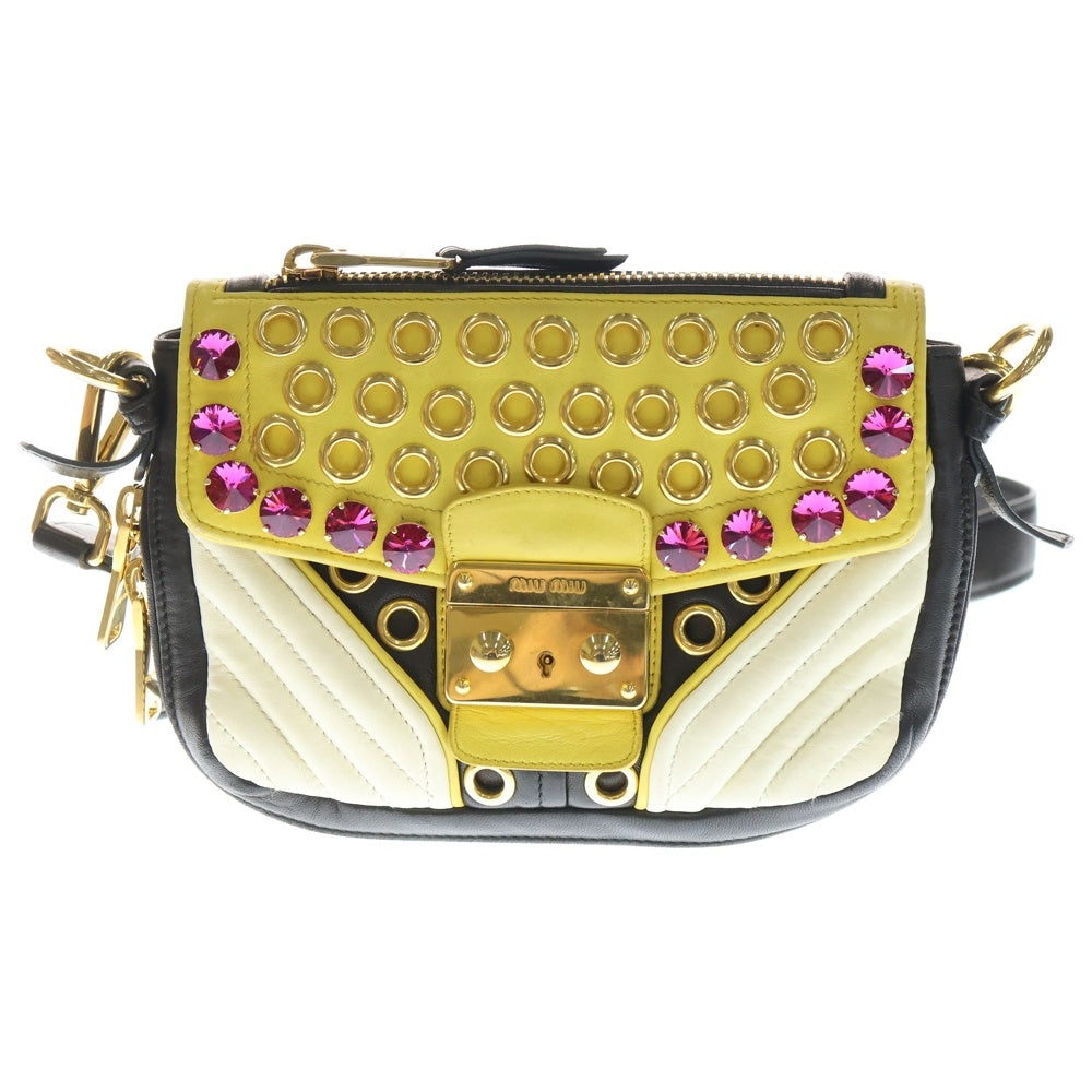 miumiu(ミュウミュウ) マテラッセ クリスタル ラインストーン ショルダーバッグ マルチカラー レザー レディース