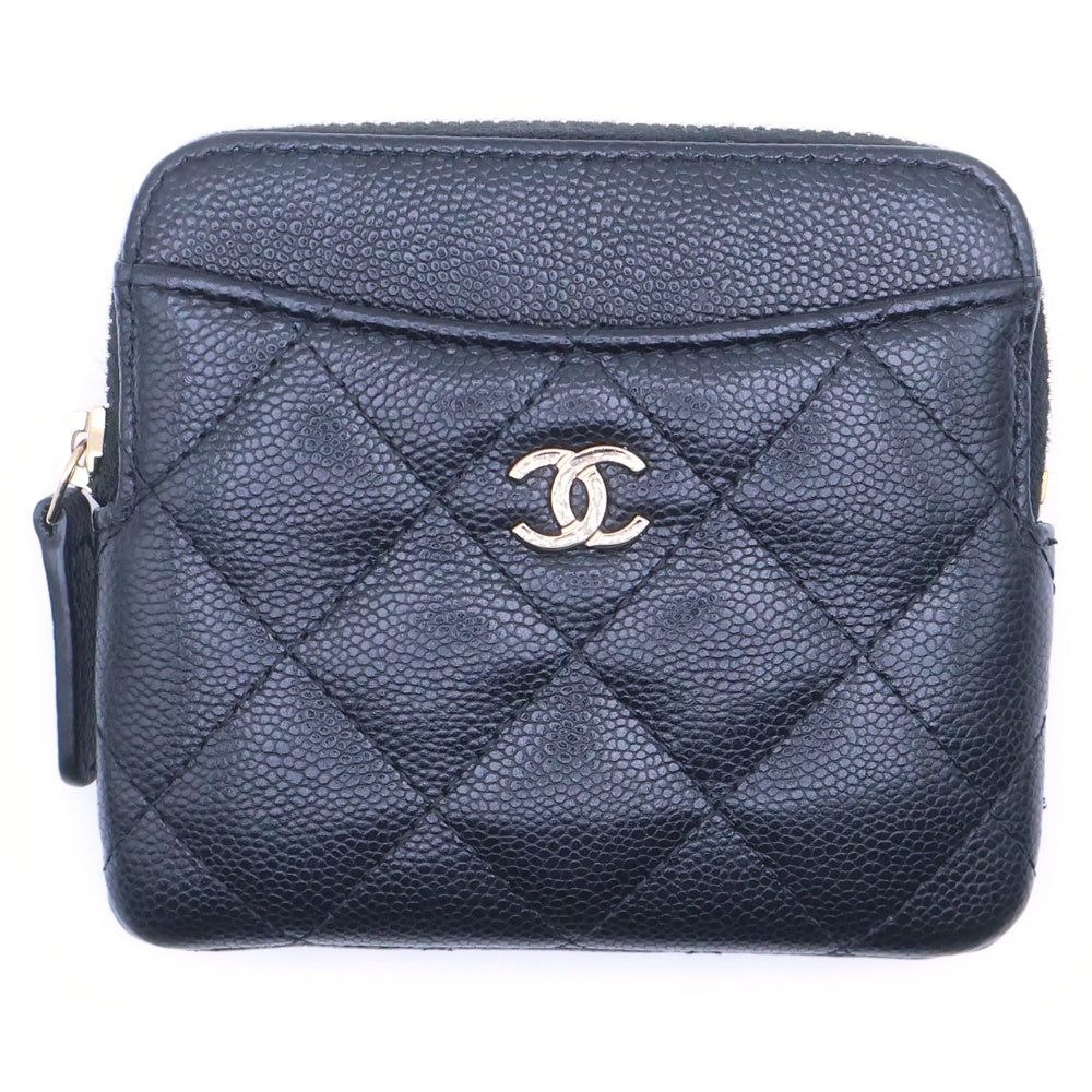 CHANEL(シャネル) マトラッセ タイムレスクラシック コインパース コインケース ポーチ カードケース ブラック キャビアスキン AP2061 ゴールド金具 レディース