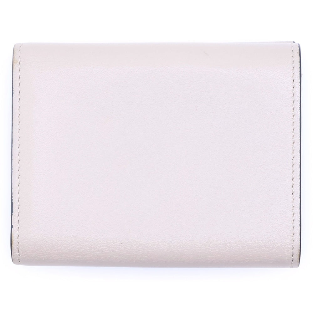 LOEWE(ロエベ) アナグラム トライフォールド 三つ折り財布 コンパクトウォレット コインケース ベージュ レザー シルバー金具 レディース