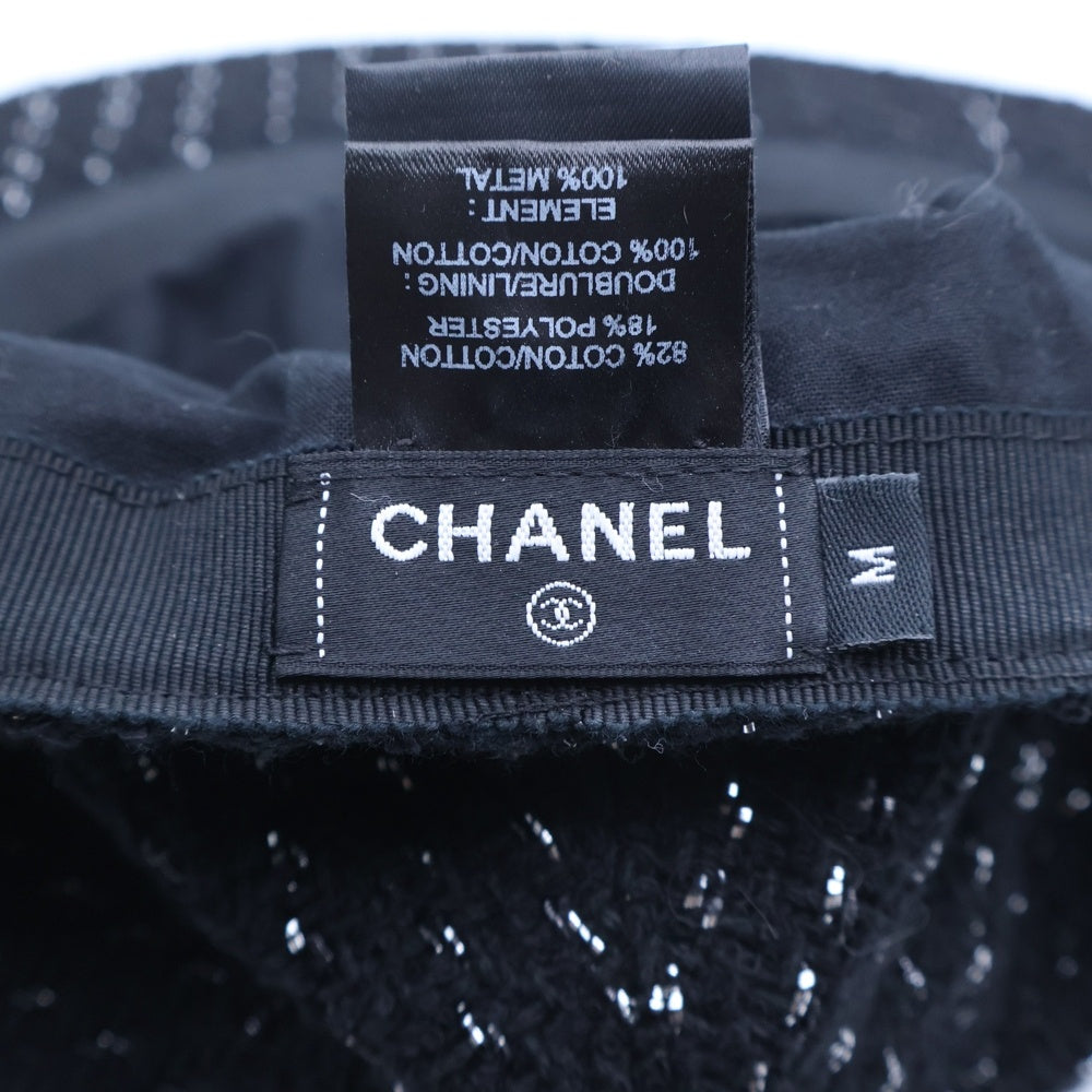CHANEL(シャネル) 23P ココマーク ツイードキャスケット 帽子 ブラック レディース