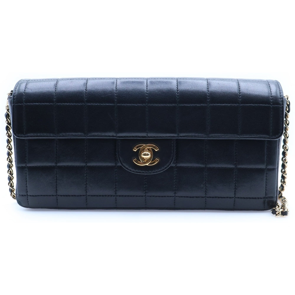 CHANEL(シャネル) チョコバー ショルダーバッグ ブラック ラムスキン ゴールド金具 A15316 レディース