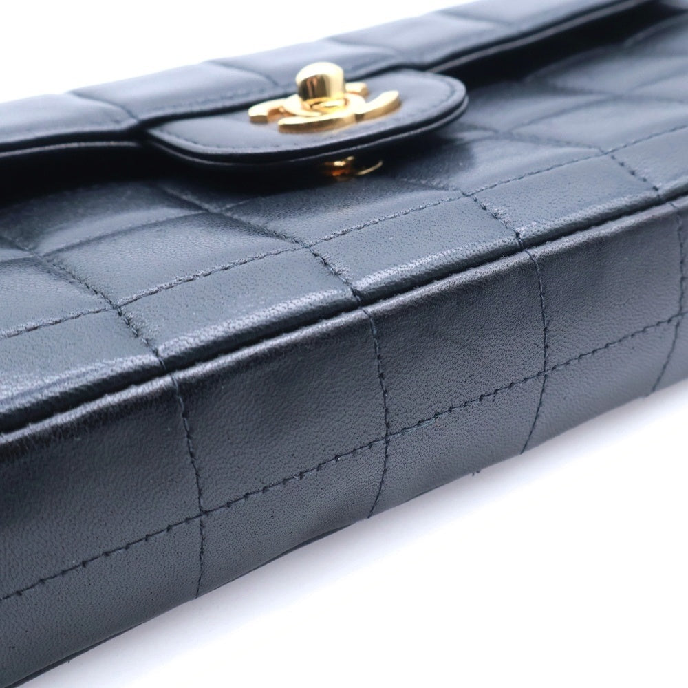 CHANEL(シャネル) チョコバー ショルダーバッグ ブラック ラムスキン ゴールド金具 A15316 レディース